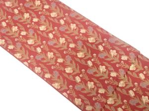 川島織物製　草花模様織り出し　袋帯